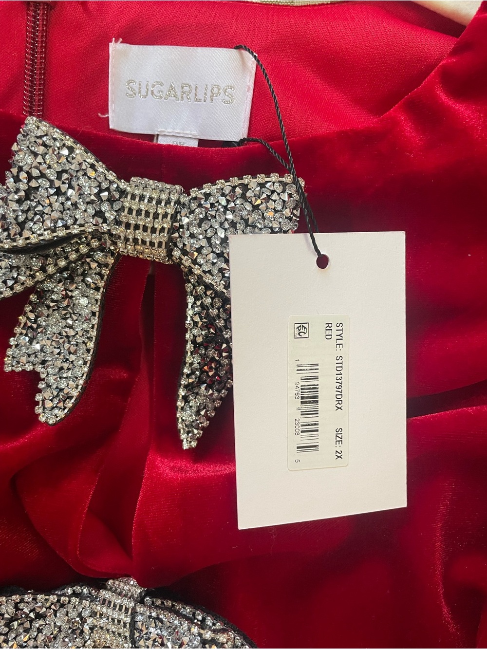SugarLips Red Velvet Bow-Accent Women's Dress - NWT - Size 2X - Picture 14 of 14